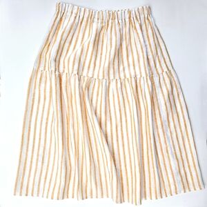 100% Linen Striped Yellow and White Skirt